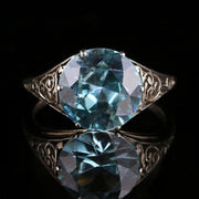 Antique Edwardian Blue Zircon Platinum Ring