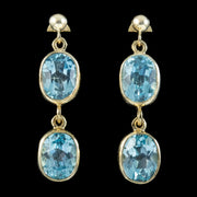 Edwardian Style Blue Topaz Earrings 9ct Gold
