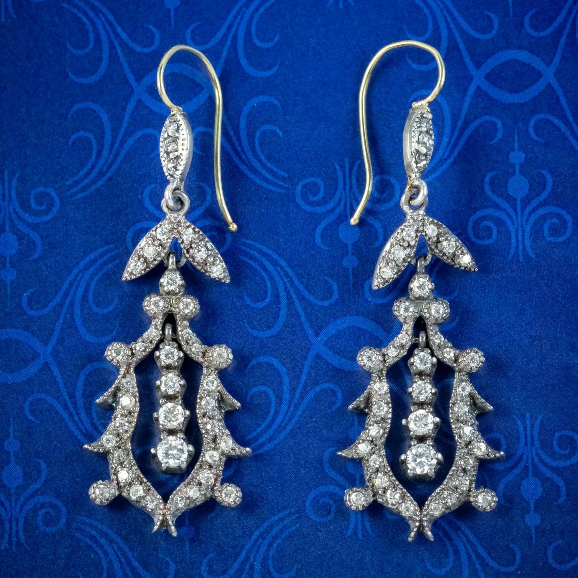 Edwardian Style Paste Earrings Silver Wires