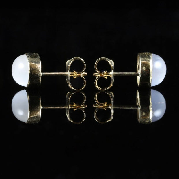 Moonstone Gold Stud Earrings Beautiful Moonstones 9Ct Gold