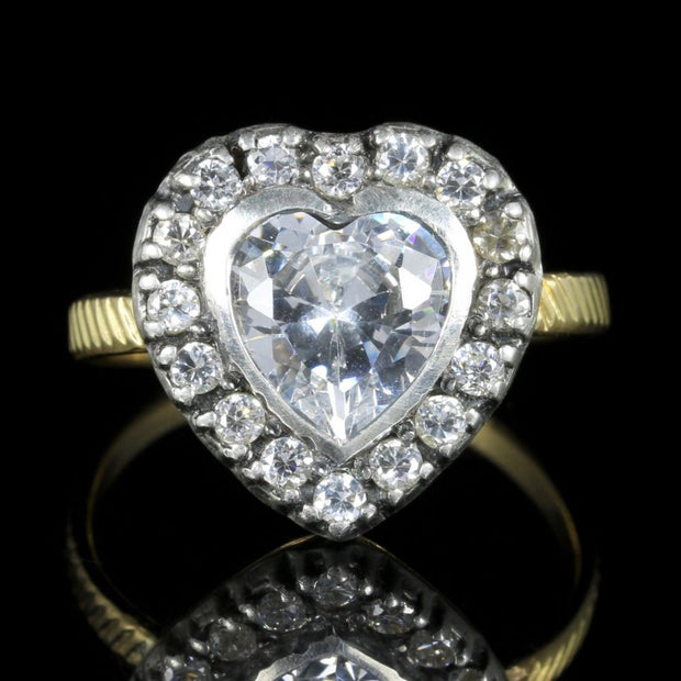 Victorian Style Paste Heart Ring Silver 15Ct Gold