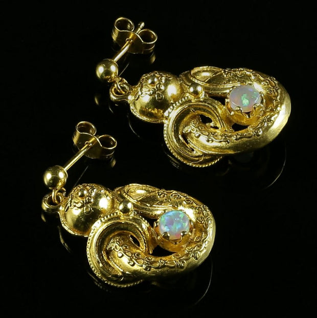 Opal Gold Earrings - Beautiful Opals Victorian Style