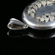 Antique Victorian Sterling Silver Ivy Locket Circa 1900