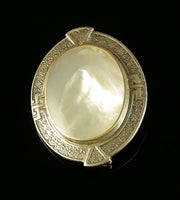 Celtic Silver  Mother Of Pearl Brooch