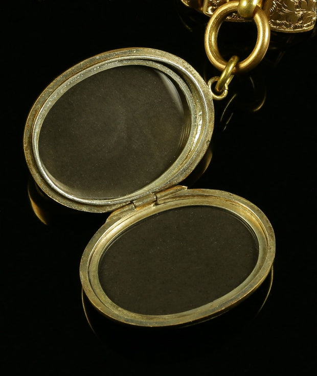 Antique Locket & Collar - Gold On Silver Circa 1880 - Grapes