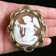 Antique Victorian Cameo Brooch Praying Angel Bullmouth Shell