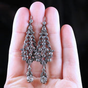 Georgian Paste Long Silver Earrings - Circa 1800