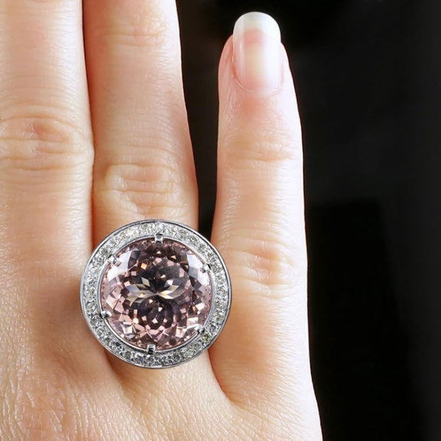 Morganite Diamond Ring Fabulous Large Ring 14K