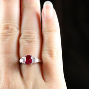Natural Ruby & Diamond Ring 18Ct White Gold