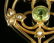 Antique Victorian Suffragette Gold  Pendant Peridot Amethyst Pearls Circa 1900