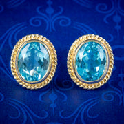 Victorian Style Blue Topaz Stud Earrings 9ct Gold