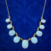 Victorian Style Opal Dropper Necklace 9ct Gold 22ct of Opal