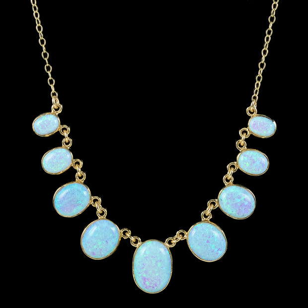 Victorian Style Opal Dropper Necklace 9ct Gold 22ct of Opal